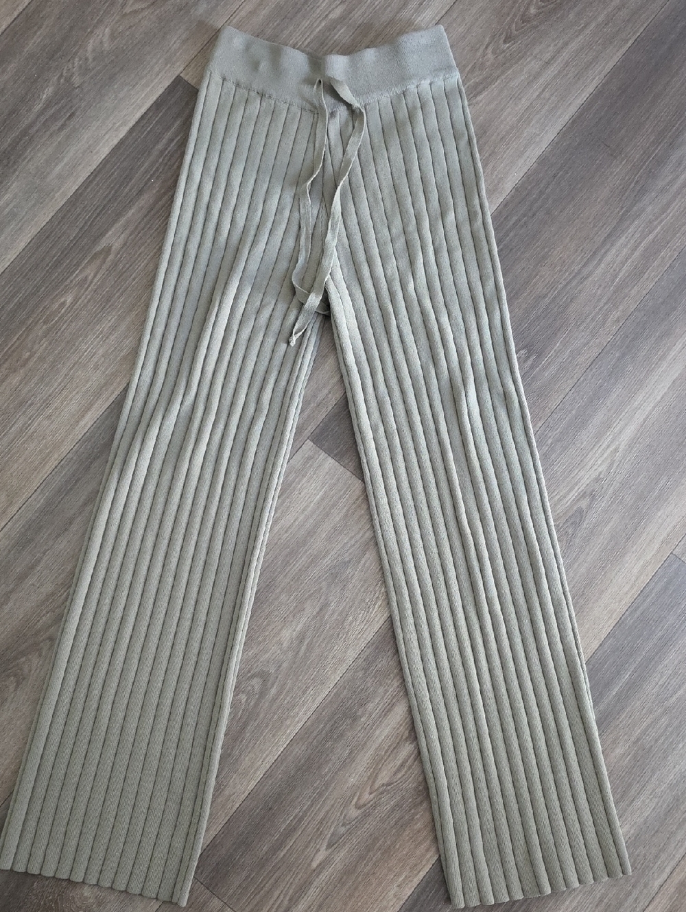 Cider Sage Ribbed Drawstring Knit Pants